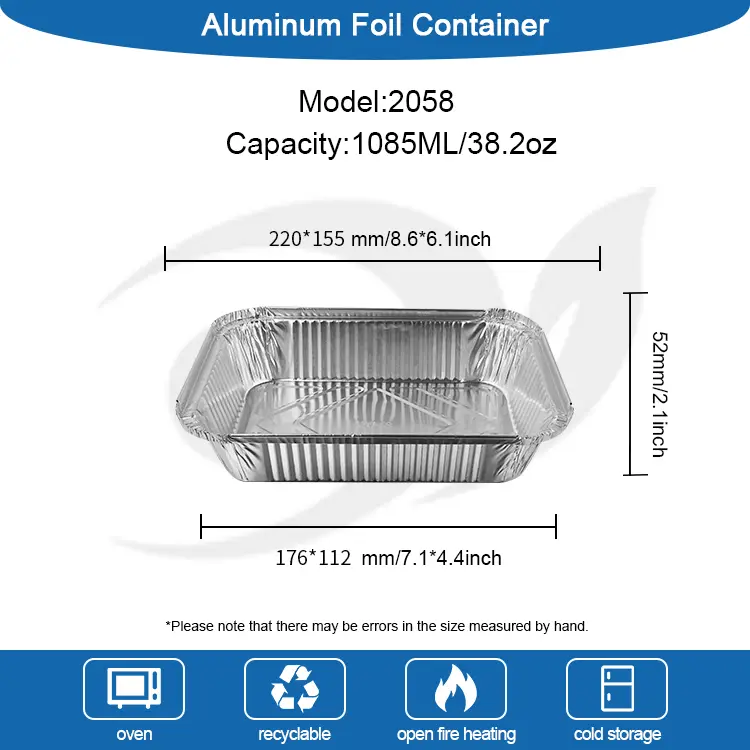 جعبه ناهار کباب یکبار مصرف ظروف فویل آلومینیومی نقره ای