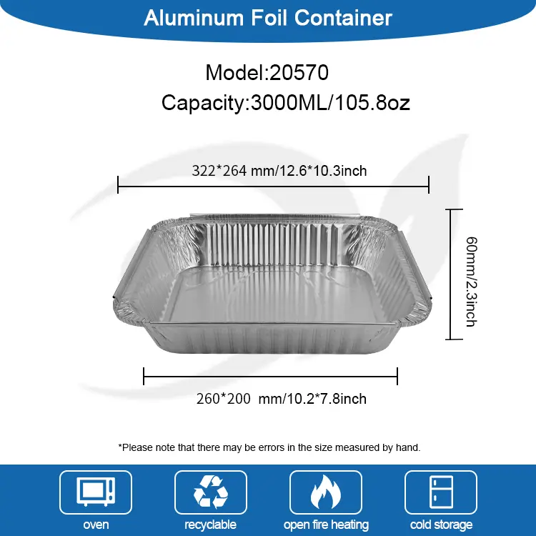 صفحات کباب کباب با ظرفیت بزرگ ظروف فویل آلومینیومی نقره ای