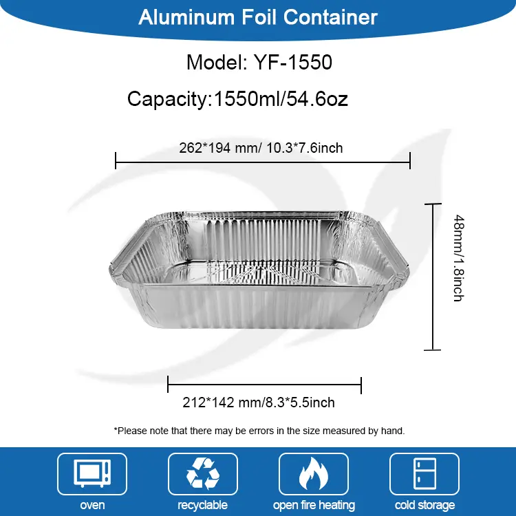 ظروف فویل آلومینیومی نقره ای مستطیل شکل