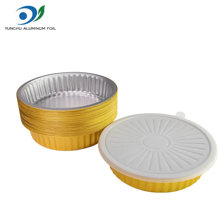 سینی های کباب یکبار مصرف ظروف فویل آلومینیومی گرد طلایی سینی های کباب یکبار مصرف ظروف فویل آلومینیومی گرد طلایی