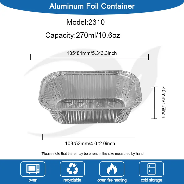 ظروف فویل آلومینیومی سیلور هوا مربع مربع ظروف نقره ای