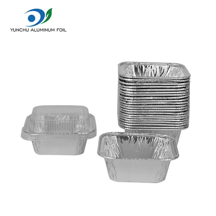ظروف فویل آلومینیومی فویل فویل نقره ای سرخ شده هوا مربع