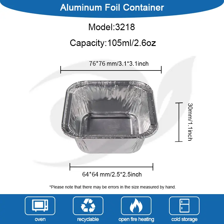 ظروف فویل آلومینیومی فویل فویل نقره ای سرخ شده هوا مربع