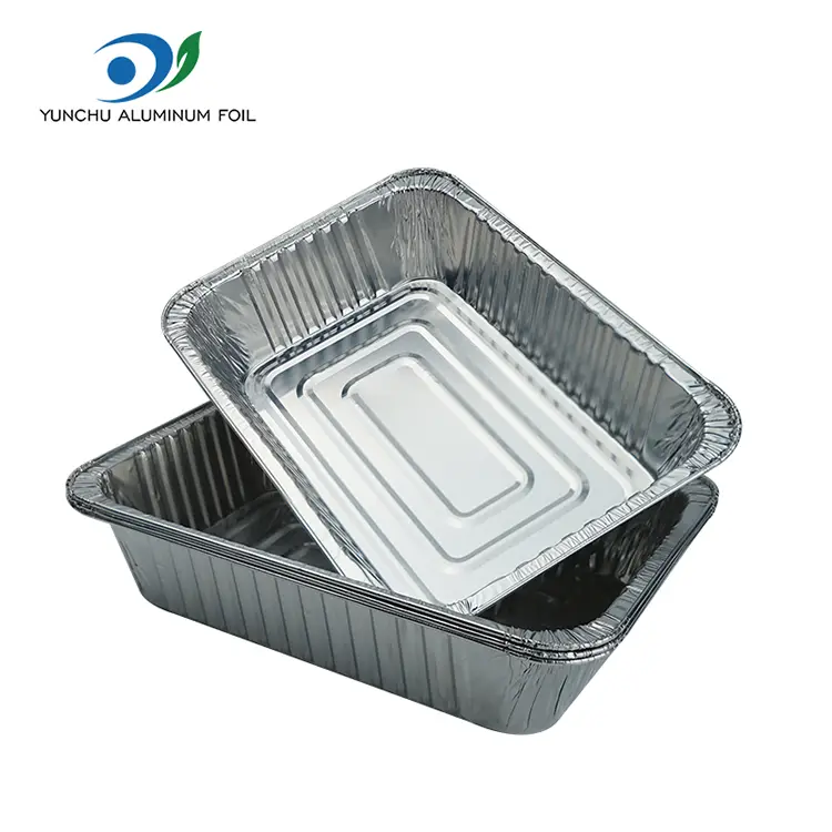 ورق پخت مستطیل شکل ظروف فویل آلومینیومی نقره ای