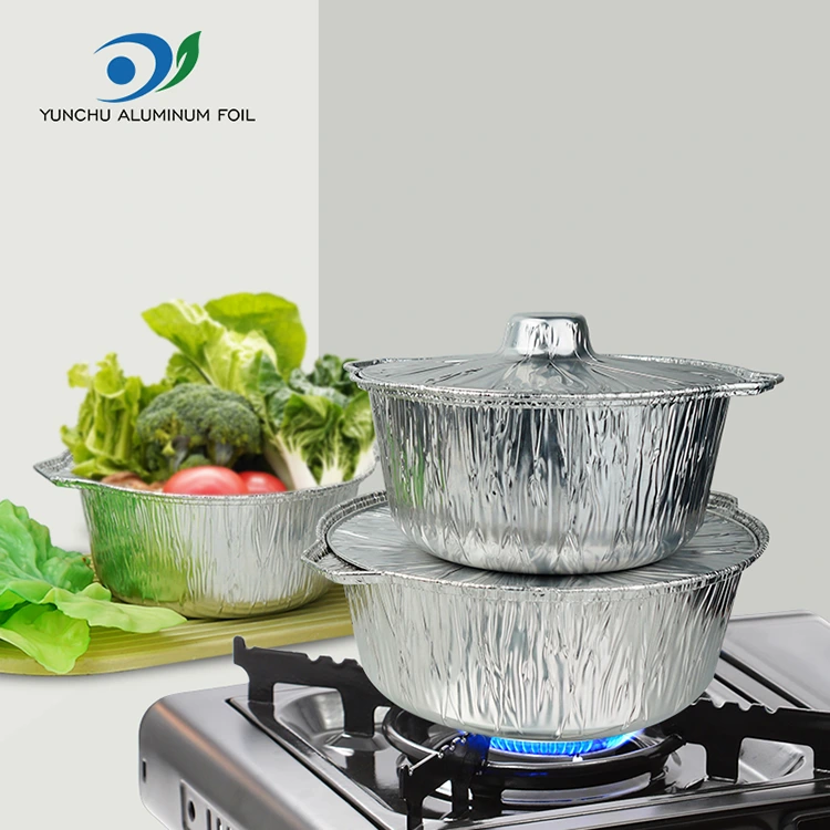 گلدان های گرم و قابلمه قابل استفاده در ظروف فویل آلومینیومی نقره ای