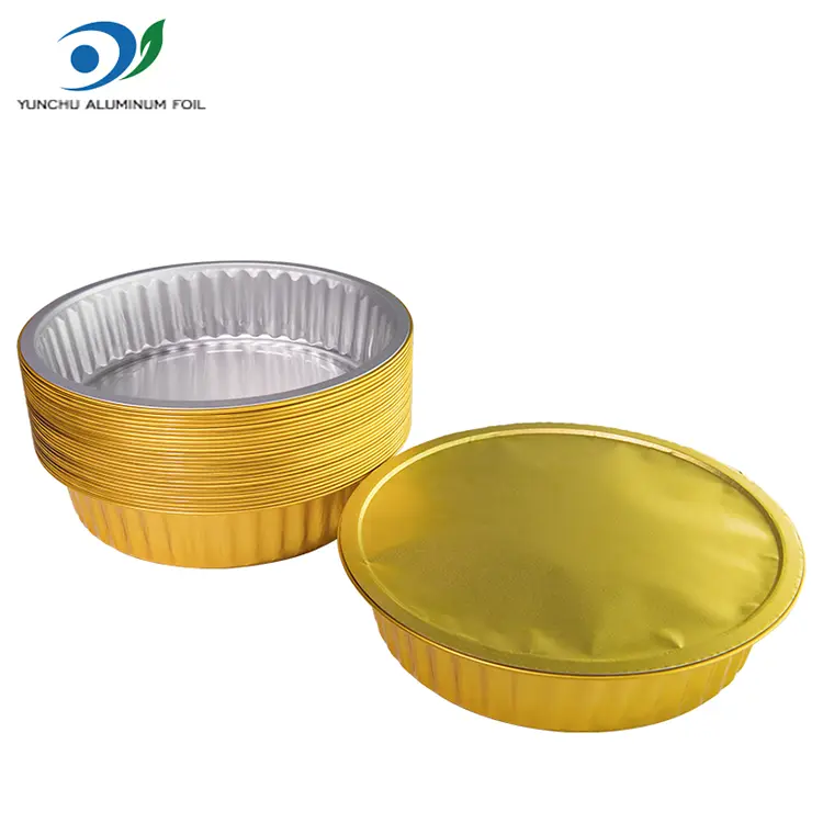سینی های کباب یکبار مصرف ظروف فویل آلومینیومی گرد طلایی