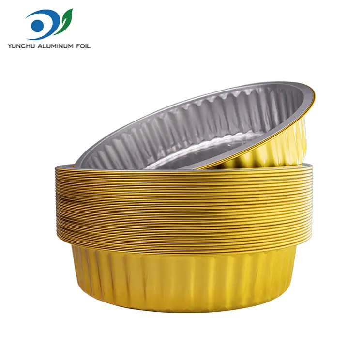 سینی های کباب یکبار مصرف ظروف فویل آلومینیومی گرد طلایی