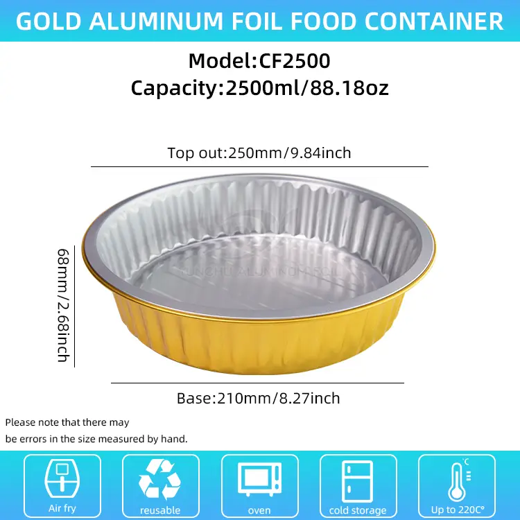 سینی های کباب یکبار مصرف ظروف فویل آلومینیومی گرد طلایی