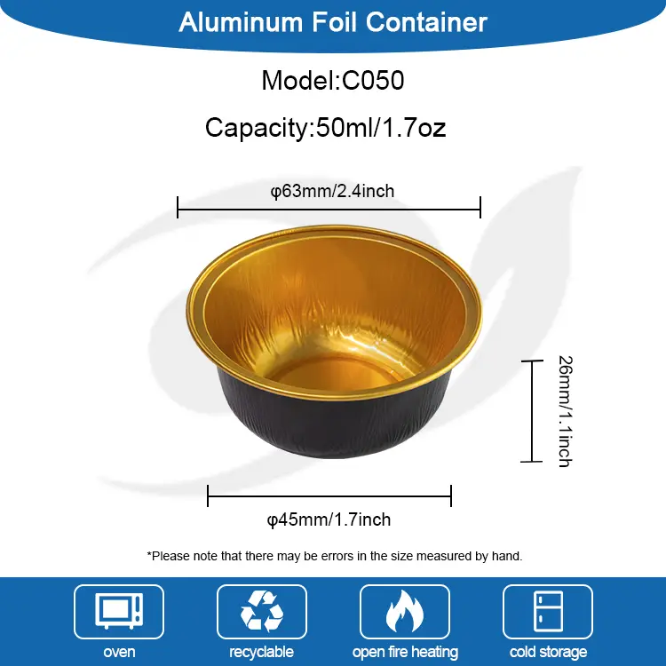 ظروف فویل آلومینیومی صاف گرد رنگی گرد شده