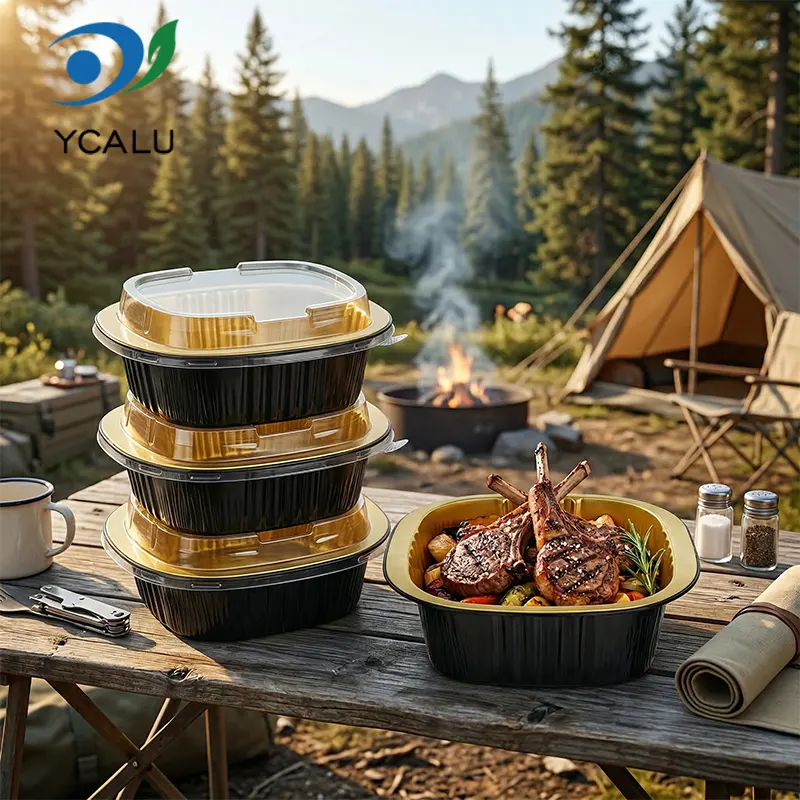 ظروف فویل آلومینیومی با جعبه دو گوش یکبار مصرف طلای سیاه