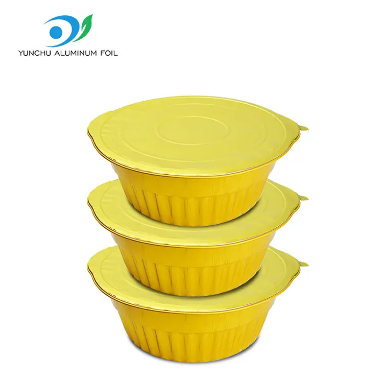 یکبار مصرف یکبار مصرف ظروف فویل آلومینیومی گرد طلایی یکبار مصرف یکبار مصرف ظروف فویل آلومینیومی گرد طلایی