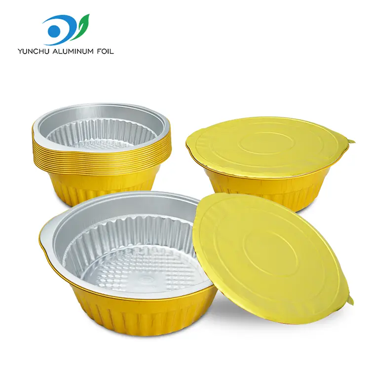 یکبار مصرف یکبار مصرف ظروف فویل آلومینیومی گرد طلایی