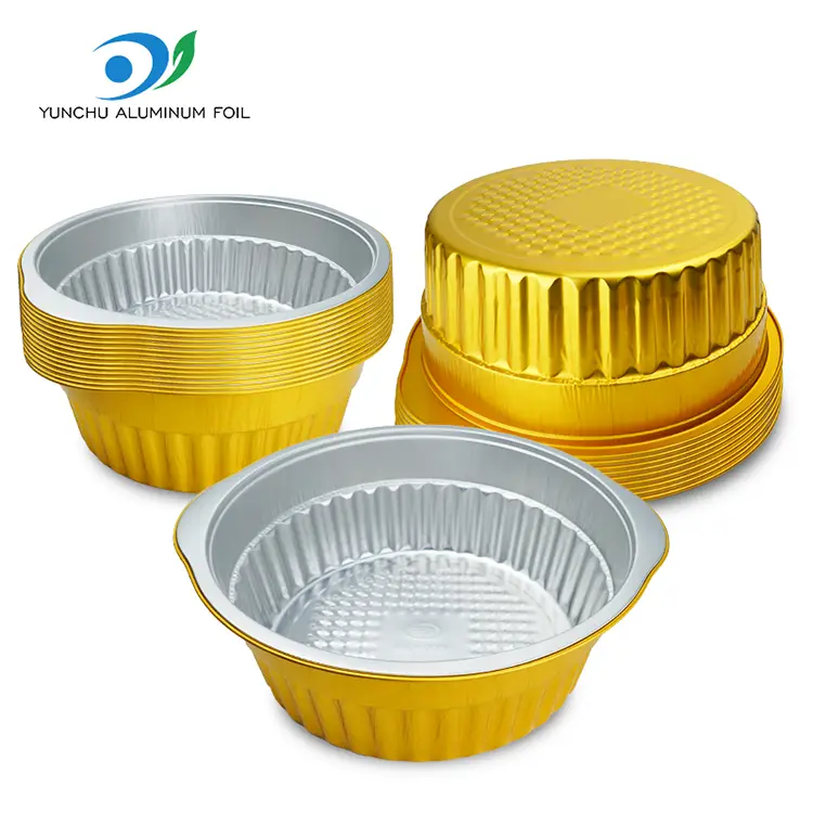 یکبار مصرف یکبار مصرف ظروف فویل آلومینیومی گرد طلایی
