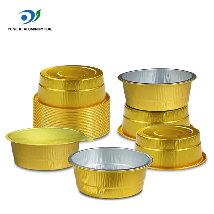 مصرف یکبار مصرف ظروف فویل آلومینیومی گرد طلایی
