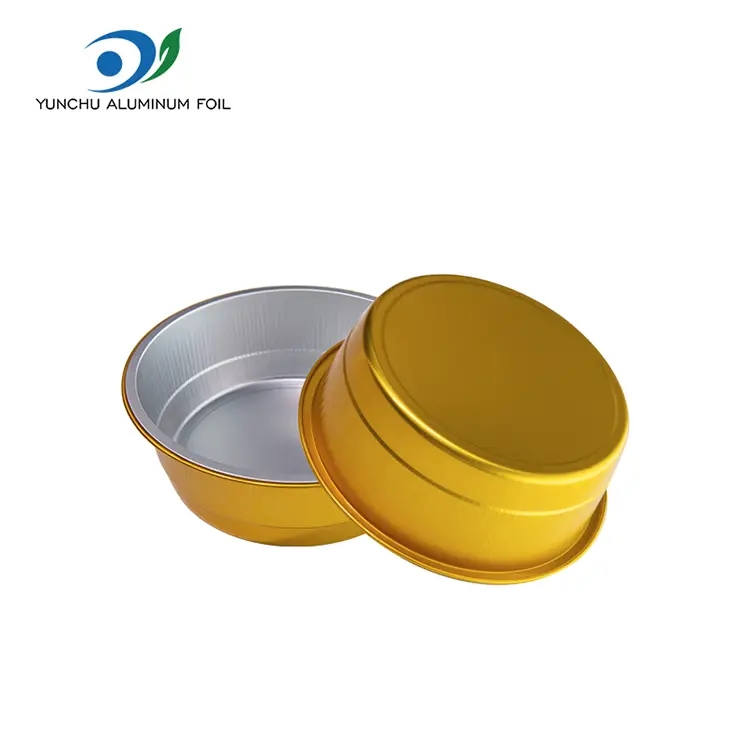 یکبار مصرف آب مهر و موم شده ظروف فویل آلومینیومی گرد طلایی