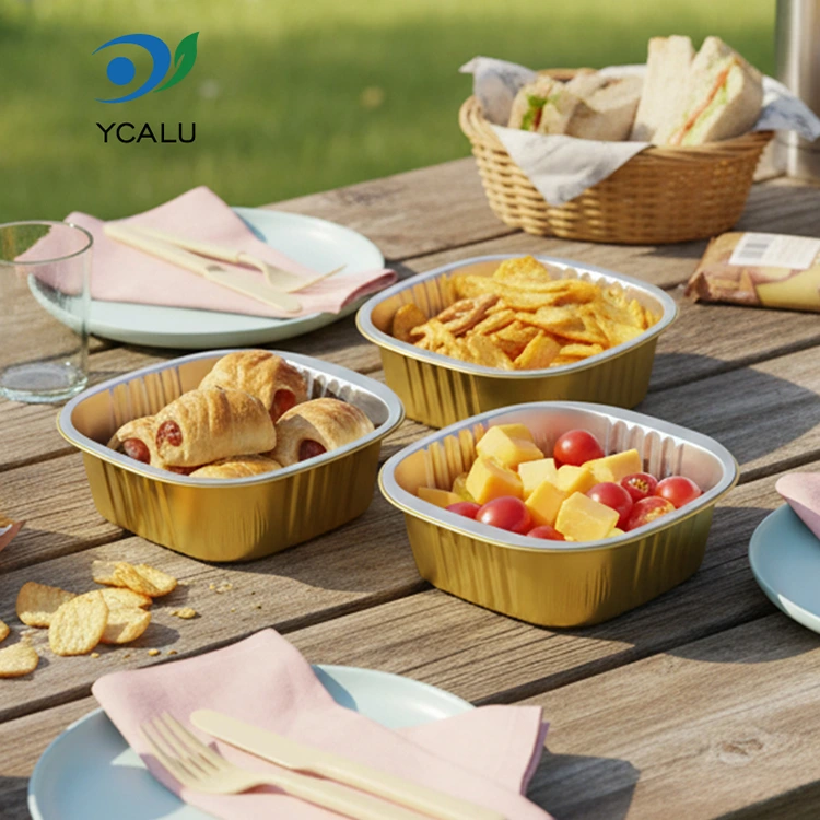 ظروف فویل آلومینیومی مربعی یکبار مصرف طلایی