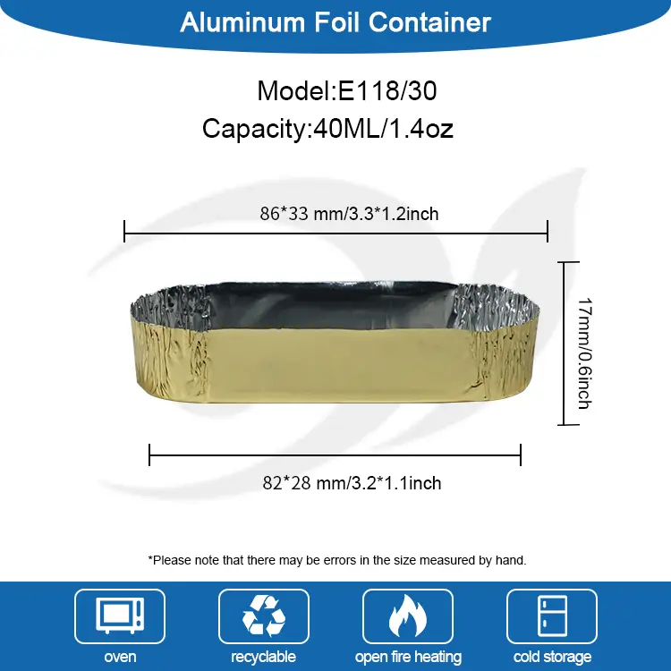 ظروف فویل آلومینیومی نقره ای کوچک بسته بندی بیضی کوچک