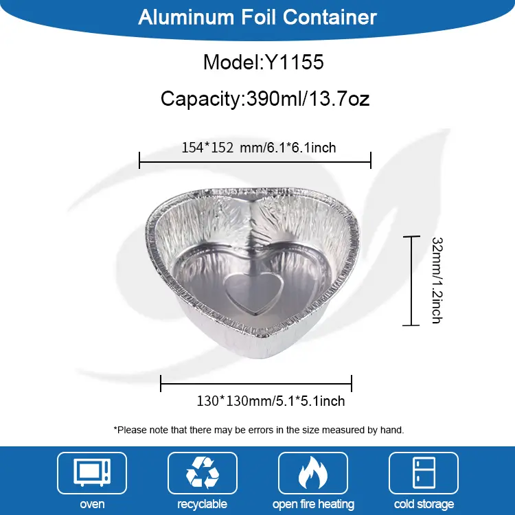 ظروف فویل آلومینیومی کیک غذای آماده به شکل قلب شکل