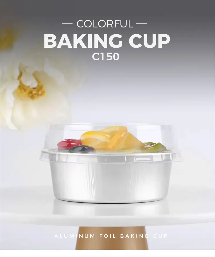 Round baking cake cups with smooth walls foil containers