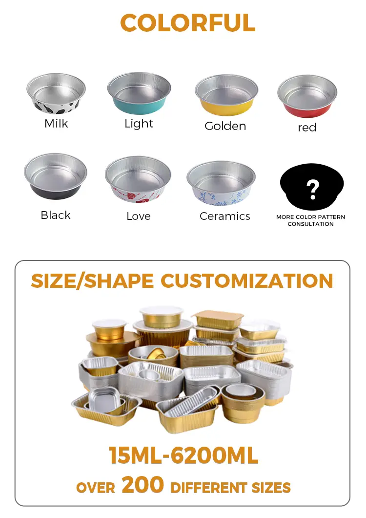 Round baking cake cups with smooth walls foil containers