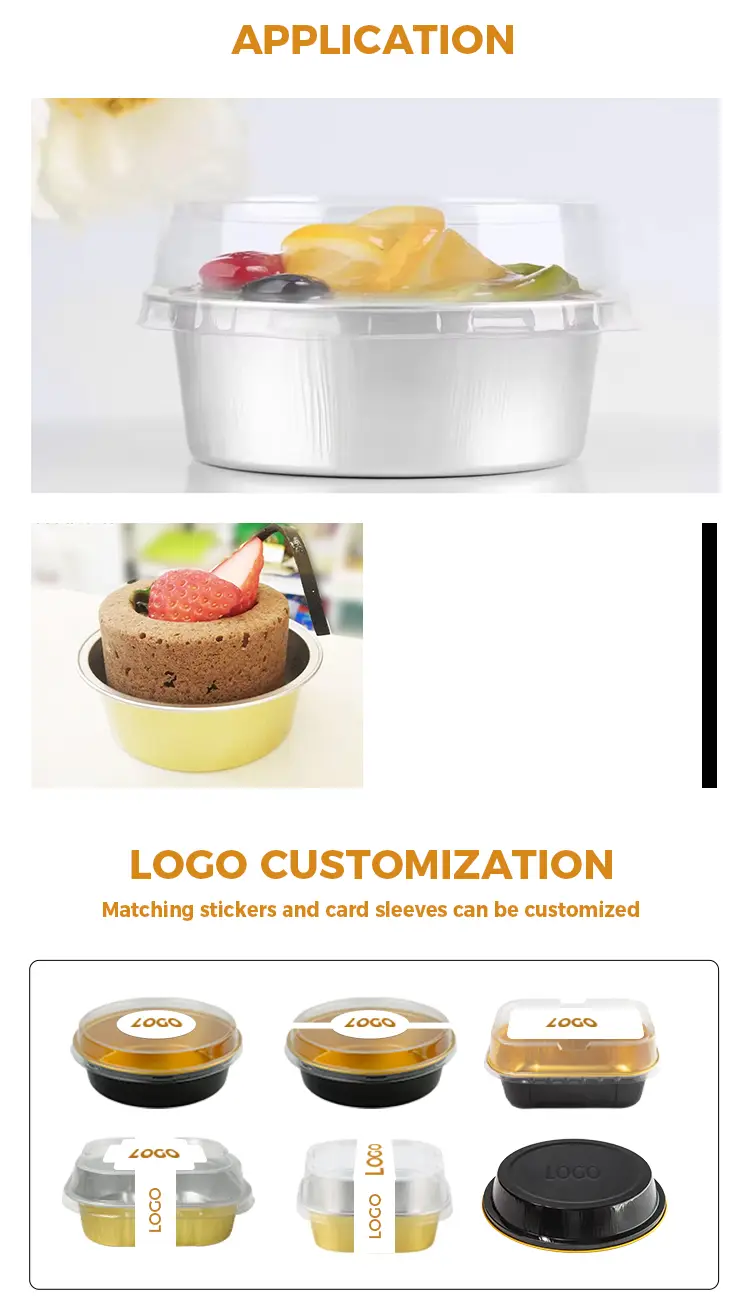 Round baking cake cups with smooth walls foil containers