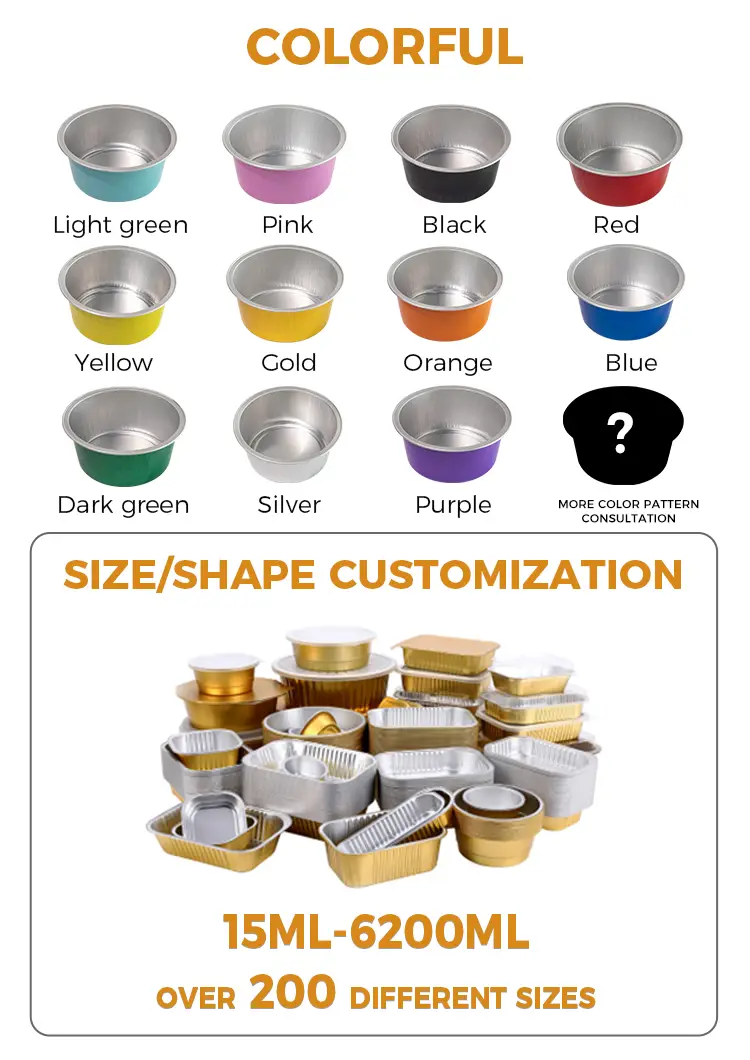 Round color baking Smoothwall Aluminum Foil Containers
