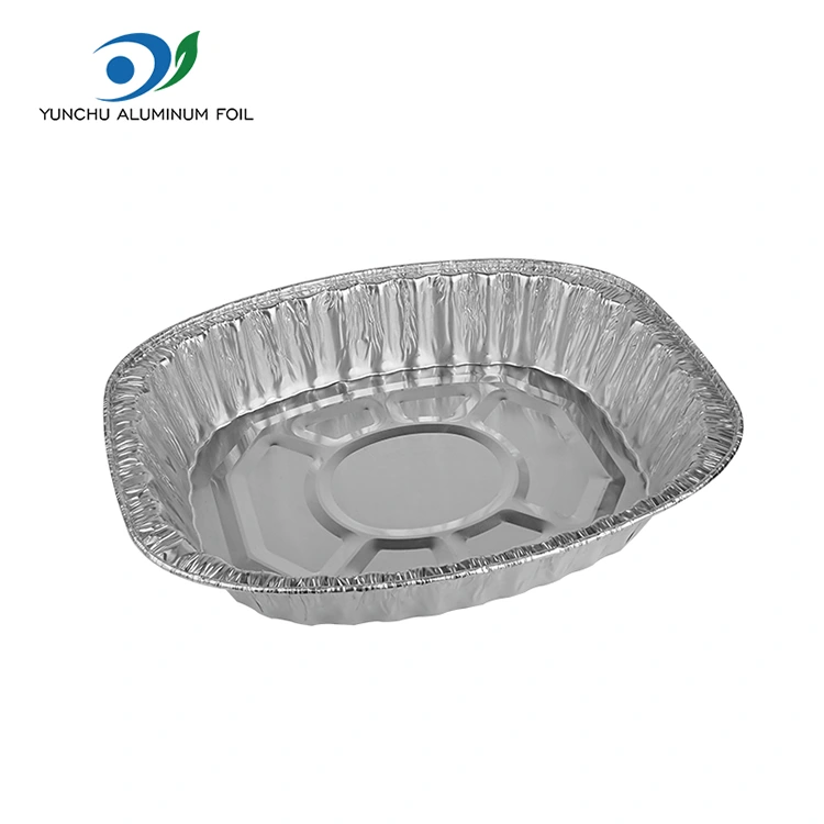 ظرفیت بزرگ ظروف فویل آلومینیومی نقره ای کباب شده با ظرفیت بزرگ