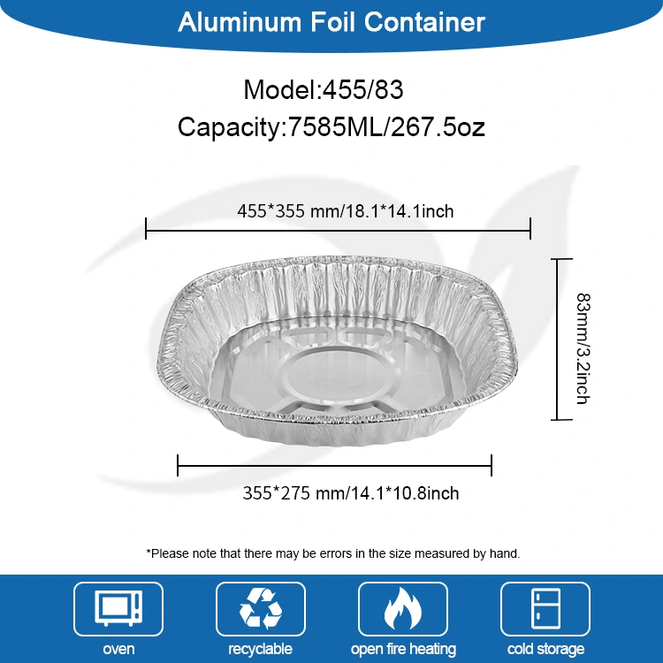 ظرفیت بزرگ ظروف فویل آلومینیومی نقره ای کباب شده با ظرفیت بزرگ
