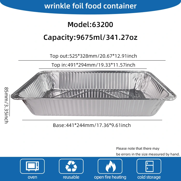 ظرفیت بزرگ ظروف فویل آلومینیومی نقره ای در فضای باز سینی در فضای باز