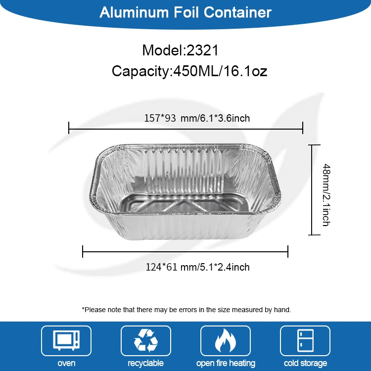 ظروف فویل آلومینیومی سرخ شده هوای مستطیل شکل