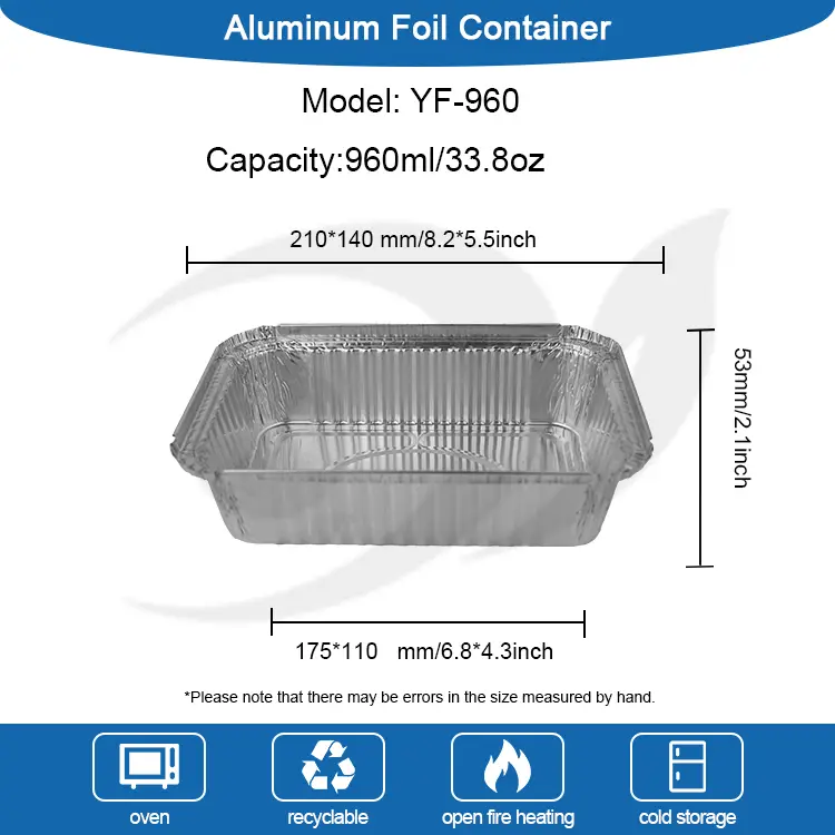 کانتینر فویل آلومینیوم نقره ای سرخ شده هوا کانتینر