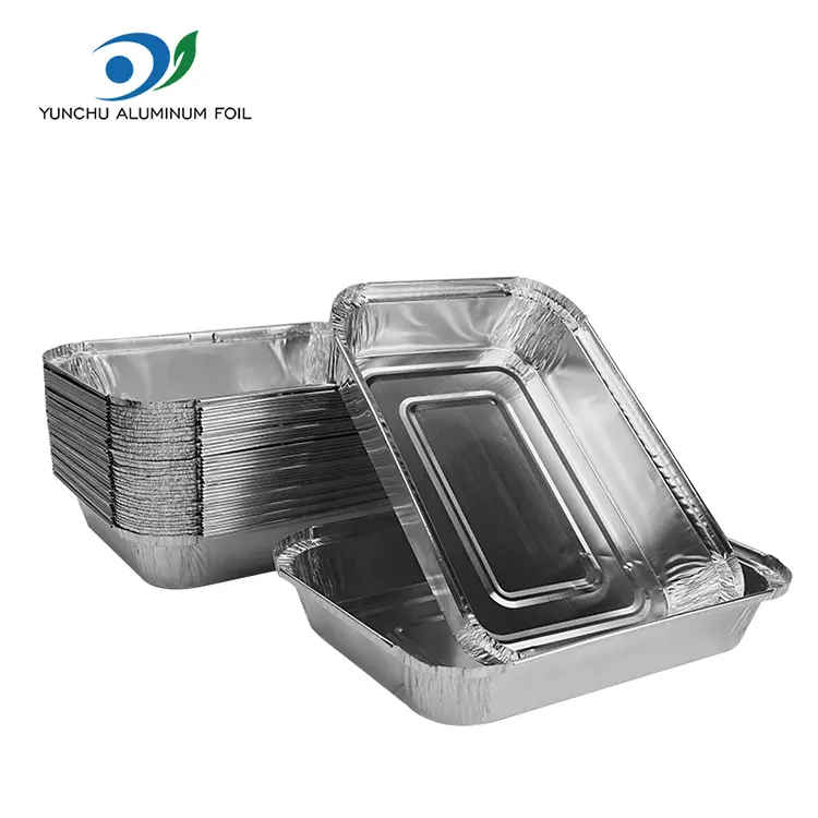 ورق پخت مستطیل شکل ظروف فویل آلومینیومی نقره ای