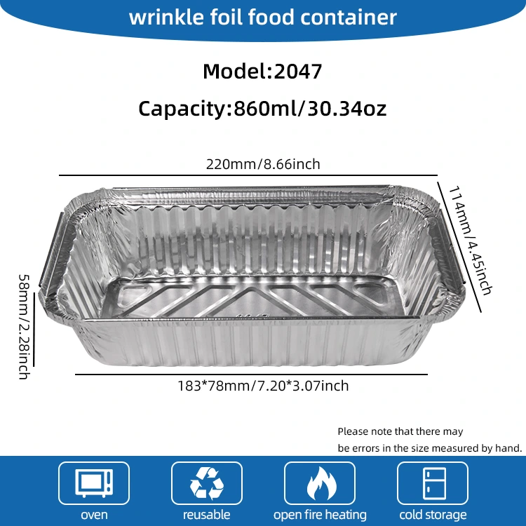 ظروف فویل آلومینیومی نقره ای مستطیل مستطیل