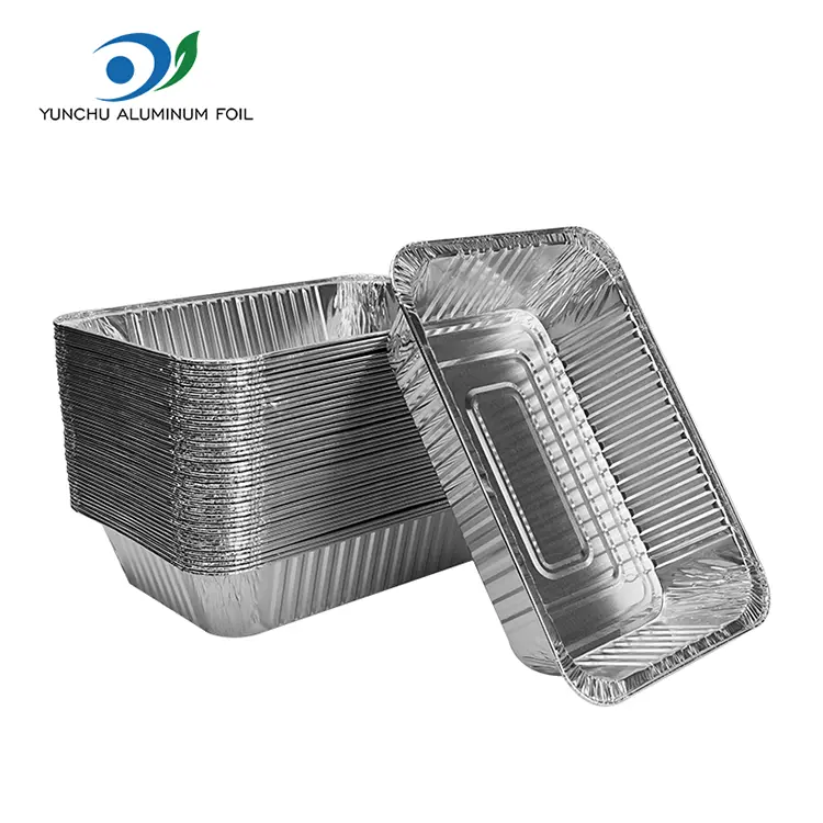 ورق پخت مستطیل شکل ظروف فویل آلومینیومی نقره ای