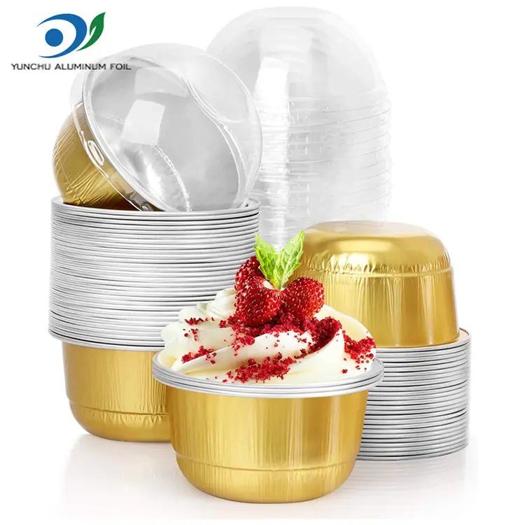 فنجان دسر فویل آلومینیومی طلایی – گنبدی شکل 150 میلی لیتری