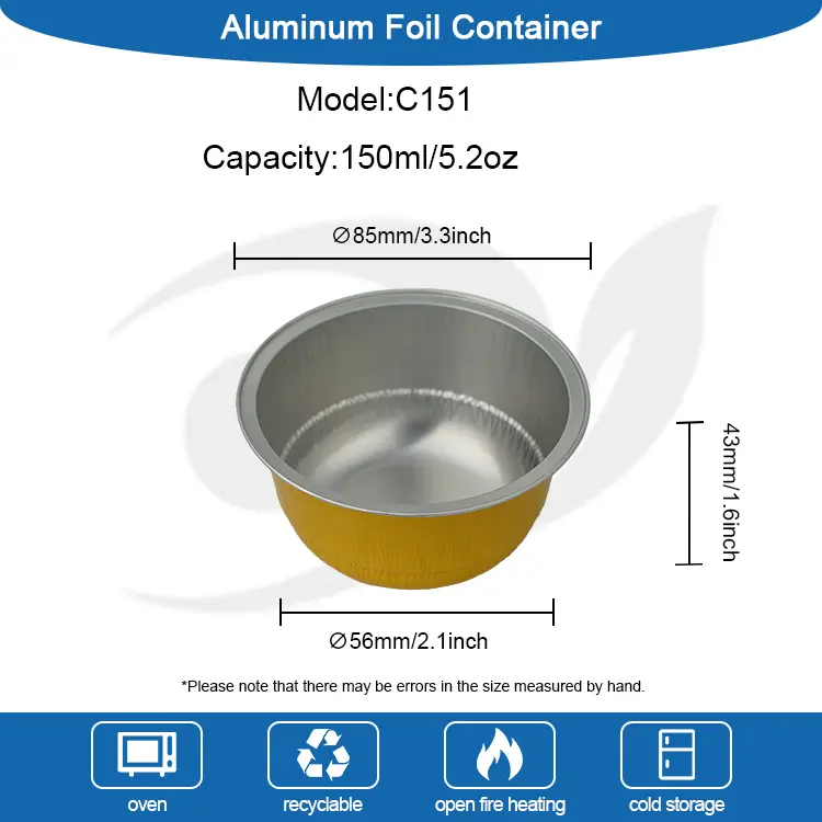 فنجان دسر فویل آلومینیومی طلایی – گنبدی شکل 150 میلی لیتری