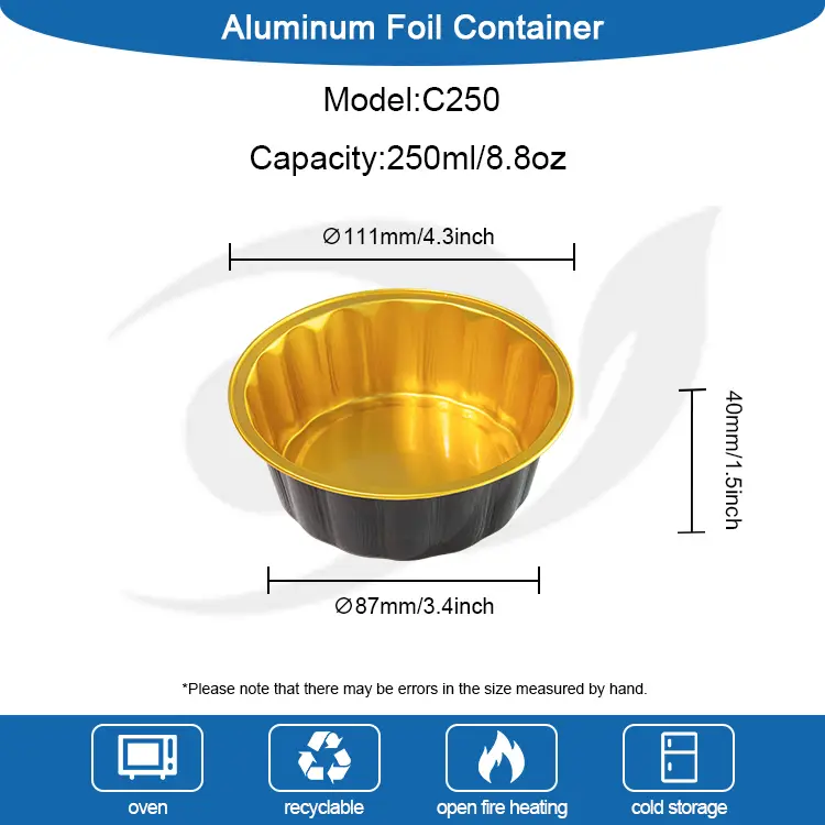 کاسه گرد برای ظروف فویل آلومینیومی دسر صاف