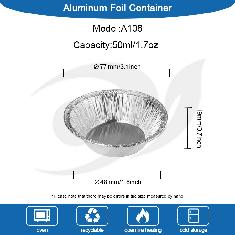 تارت تخم مرغ گرد برای میان وعده های ظروف فویل آلومینیومی نقره ای