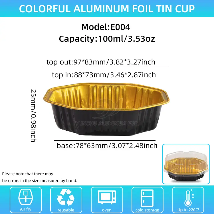 فنجان کیک مخصوص کیک مخصوص ظروف فویل آلومینیومی صاف