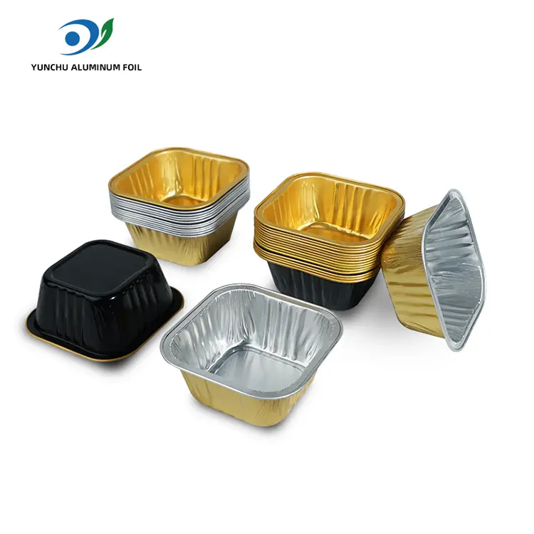 کیک پخت مربع ظروف فویل آلومینیومی صاف و صاف کیک پخت مربع ظروف فویل آلومینیومی صاف و صاف