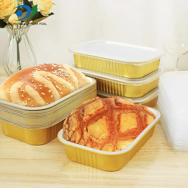 مربع غذاهای فویل آلومینیومی طلایی غذاخوری مربع